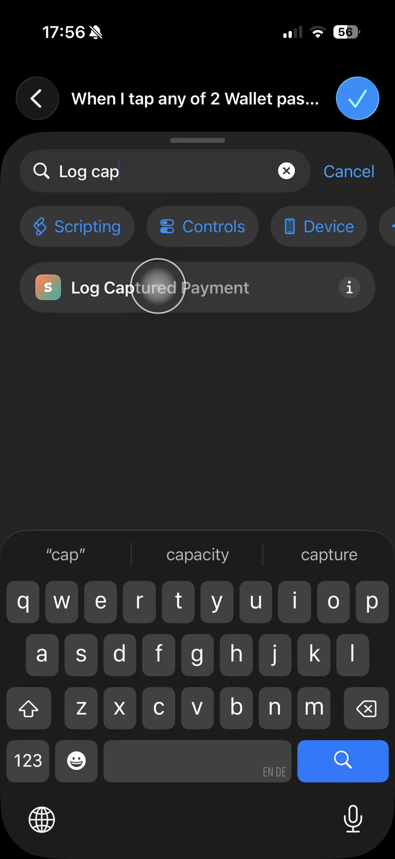 Searching for the Splitsies Log Captured Payment action