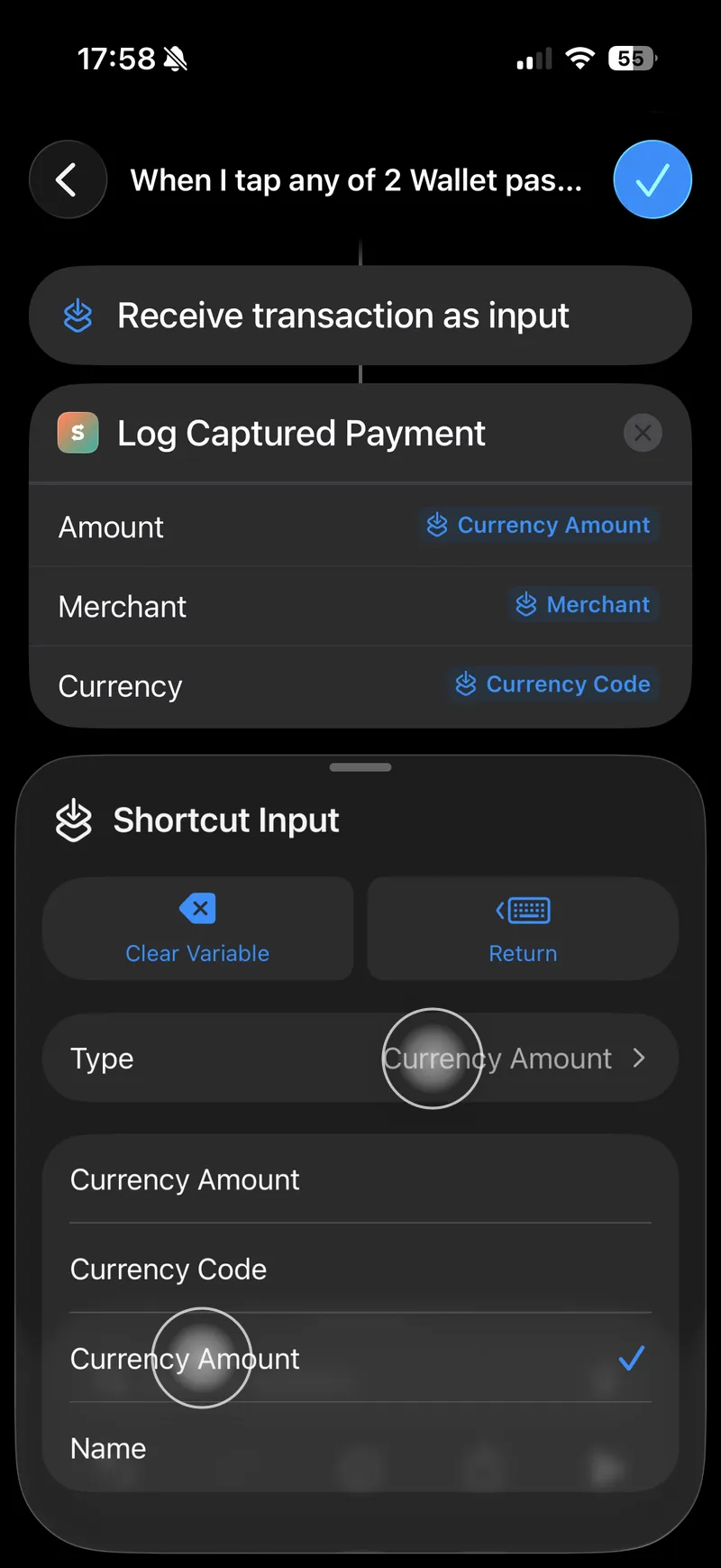 Setting the Type to Currency Amount for the Amount field